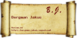 Bergman Jakus névjegykártya